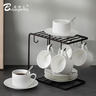 纯色商用陶瓷 大号杯子美式 BLUE GENTRY简约240ml骨瓷咖啡杯碟套装