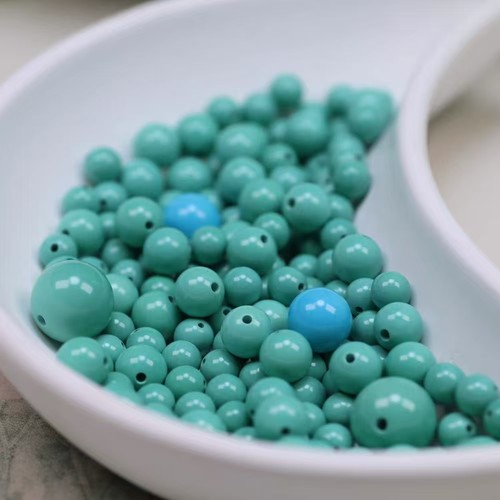 天然原矿绿松石散珠diy饰品配件小米珠子已项链圆珠手串配饰单珠