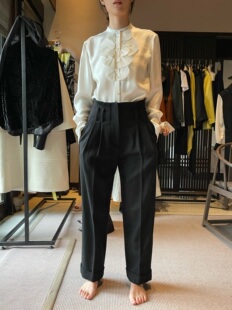 棕色黑色显瘦通勤女士 FANG22FW羊毛烟管裤 现货