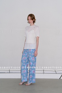 现货 正品 UHOOWU24ss设计师品牌花朵牛仔裤