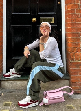 现货 正品 Openyy24ss新款韩国设计师品牌运动宽松拼色休闲裤