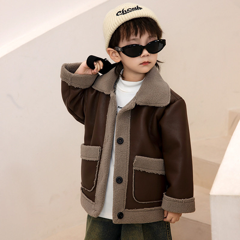 【三折专区】品牌折扣店撤柜秋冬新款童装羊羔绒皮革外套保暖上衣,童装/婴儿装/亲子装,普通外套,淘宝优惠券,粉丝福利购,淘宝优惠卷