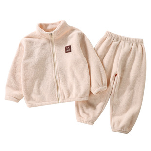 【三折专区】品牌折扣店撤柜婴幼加厚拉链开衫套装舒适贴身家居服