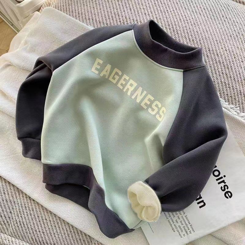 三折品牌特价撤柜清仓亲子装中大童秋冬一体绒半高领卫衣打底上衣