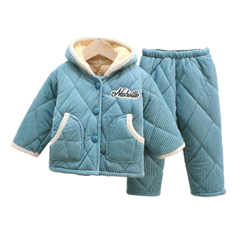 三折专区品牌店撤柜秋冬新款中大童三层夹棉睡衣加厚加绒家居套装