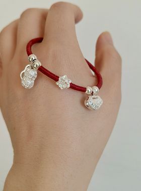 DIY足银本命年手工精编红绳