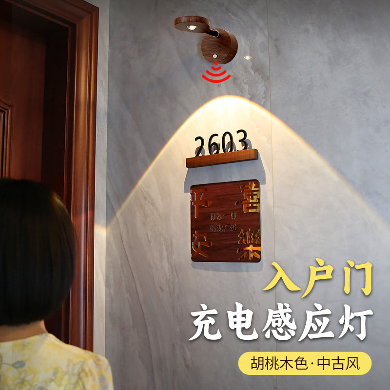 门牌感应壁灯墙灯led充电磁吸入户玄关灯无线免打孔照画氛围射灯 - 实物图