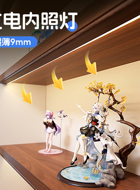 感应灯带led充电式橱柜灯展示柜酒柜餐边柜磁吸灯条超薄款内照灯