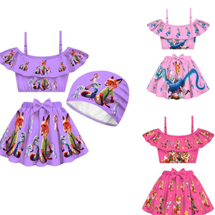 新品 疯狂动物城泳衣Zootopia2公主裙女童夏泳衣女孩温泉度假游泳