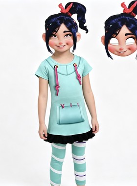无敌破坏王云妮洛普儿童COC套装女童角色扮演幼儿园万圣节演出服