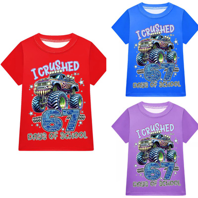 新款儿童短袖 cosplaySteal a Brainrot 六七童装印花夏季短袖T恤