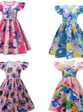 的士尼史迪奇星际宝贝Lilo and Stitch 儿童裙子史迪仔女童连衣裙