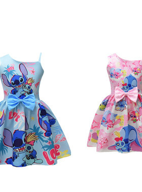 星际宝贝 Lilo and Stitch史迪奇单肩吊带连衣裙儿童节日扮演服