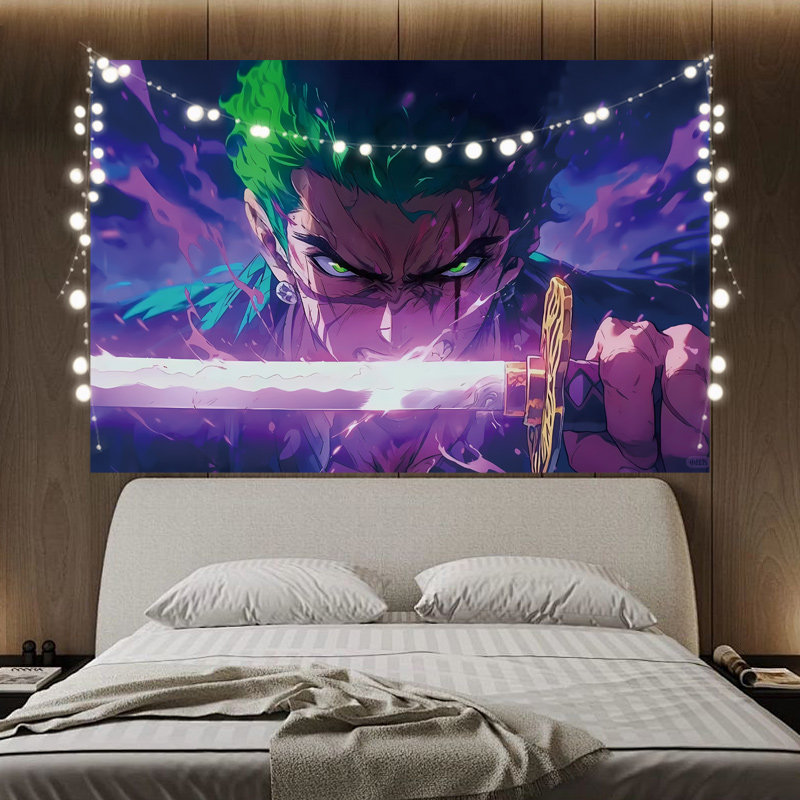 动漫海贼王挂布墙布路飞壁画漫画背景布索隆墙面装饰布卧室房间墙壁出