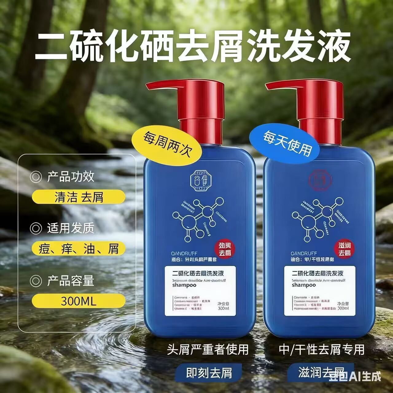 谷伊二硫化硒去屑蓬松洗发水