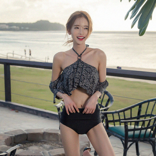 游泳衣温泉性感高腰遮肚游泳衣女