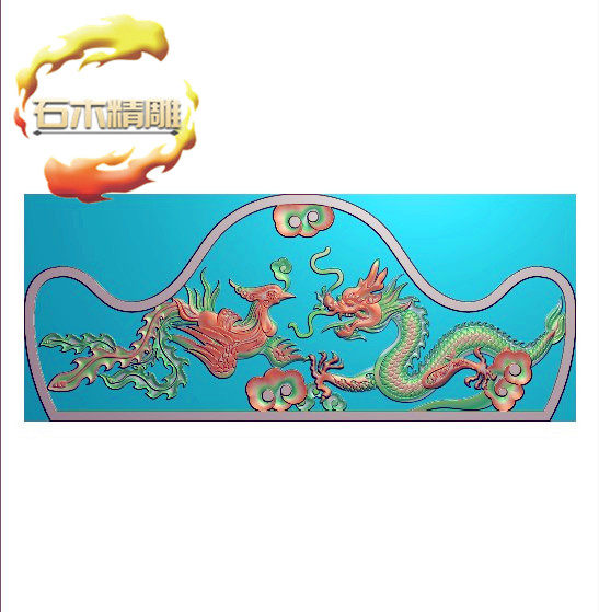 石碑精雕图灰度浮雕图 龙凤顶碑冒碑头墓碑新款石材雕刻图015