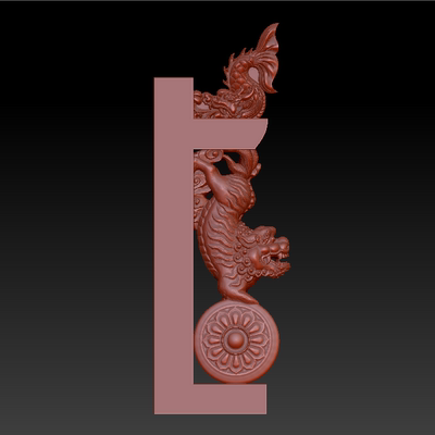 新款鳌鱼下山狮子立柱墓碑图 stl 石碑边鼓立体图
