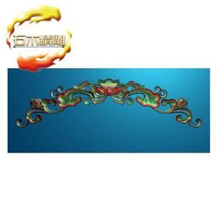 新款墓碑碑板5-034 荷花石碑雕刻图边板栏板精雕图灰度浮雕图