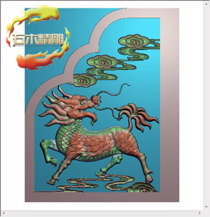 墓碑耳朵新款087 麒麟祥云石碑边板精雕图灰度浮雕石材电脑雕刻图