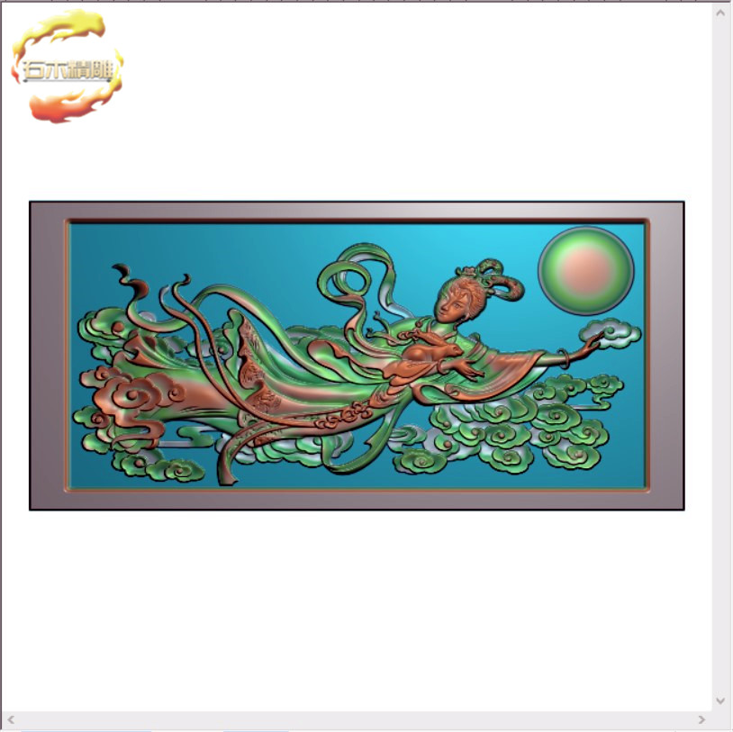 新款墓碑碑板214 嫦娥奔月护栏板墙画石材雕刻图精雕图灰度浮雕图