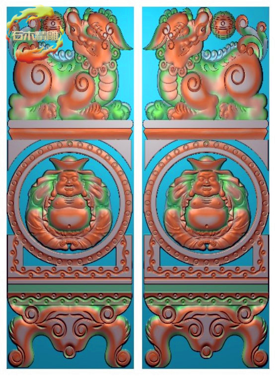 新款墓碑抱鼓209 麒麟罗汉宝碑板石碑精雕图灰度浮雕图石材雕刻