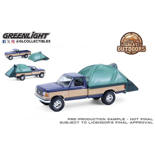 绿光 1:64 1987福特F-150XLT Lariat 深蓝棕褐带卡车床帐篷38080D