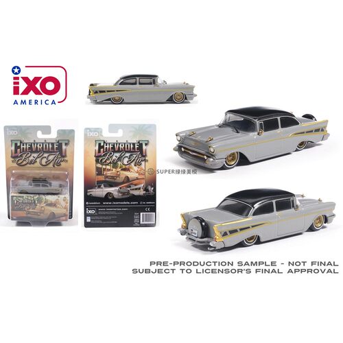 IXO 1:64 1957 雪佛兰蓓丽低趴 灰色(带黑色车顶金色点缀)IA64014