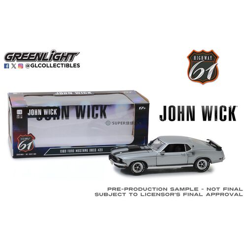 绿光 HWY 1:18 1969 福特野马 BOSS429 John Wick 疾速追杀 18016