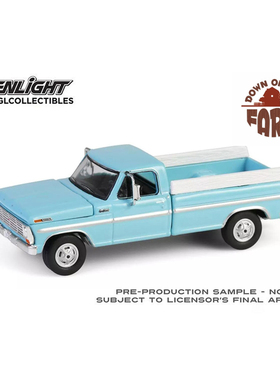 绿光 1:64 1969 Ford 福特 F-250 农场和牧场专用 海蓝色 48100C