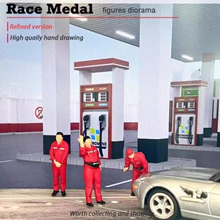 RM 1/64 比例加油站修理工人偶套装仿真模型 3D树脂微缩人物 手办