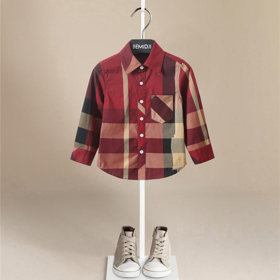 洋气男宝宝格子衬衫纯棉