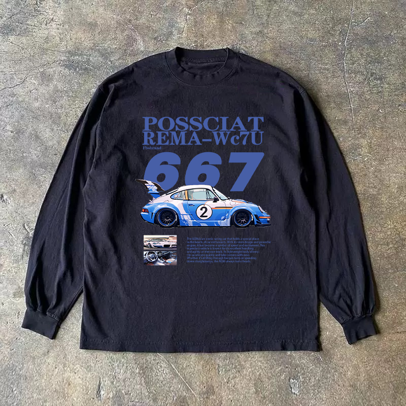 자선단체에 기부하세요 순면 310G은 비침이 없습니다  스트리트 활용도가 높은 아메리칸 레트로 오버사이즈 긴팔 티셔츠