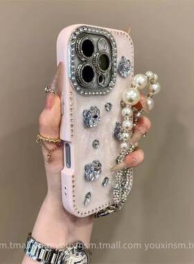 ins超好看双面镶钻kitty猫适用iPhone16promax苹果15手机壳14女款11网红12高级13防摔套ProMax新款17带挂绳
