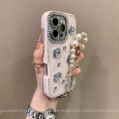 ins超好看双面镶钻kitty猫适用iPhone16promax苹果15手机壳14女款11网红12高级13防摔套ProMax新款Pro带挂绳