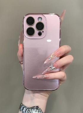 原机质感玻璃壳适用iphone16苹果15promax手机壳新款2025网红爆款紫色高级防指纹14P防摔13手机套17全包外壳