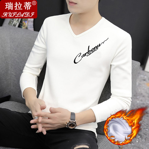 瑞拉蒂德绒男士长袖t恤加绒韩版