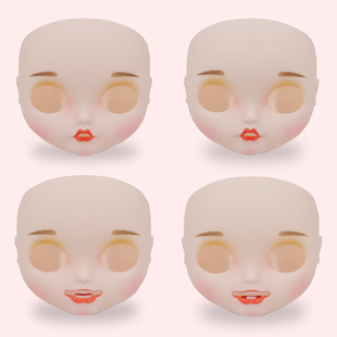 ICY DBS小布娃娃改妆成品面壳rbl开嘴露齿小嘴磨砂白肌脸壳