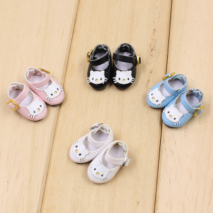 子平底蝴蝶结kitty日字扣小皮鞋 子OB11ddf鞋 中布娃娃鞋 ob11娃鞋