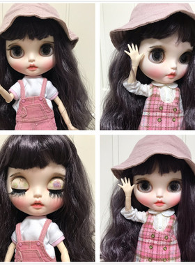 ICY DBS小布娃娃深紫色刘海长发十九关节体磨砂脸壳改娃