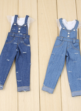 ICY DBS小布娃娃衣服ob24T恤背带牛仔裤套装az丽佳小布娃衣