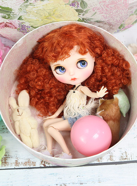 ICY DBS小布娃娃手绘妆改娃改妆成品铜红色卷发关节体全眼睡眼