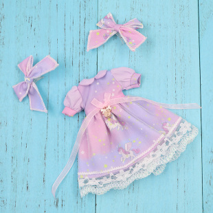 ICY DBS小布娃娃衣服ob24蕾丝花边裙蝴蝶结头饰az丽佳小布娃衣