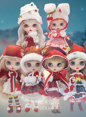ICY DBS小布娃娃红色冬季圣诞节手绘开嘴改妆成品套装送礼盒新年