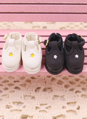 ICY DBS白色黑色日字扣中布娃娃平底鞋OB11鞋子obitsu11小皮鞋