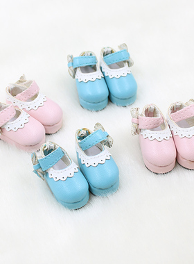 ICY DBS小布娃娃鞋子手工平底鞋粉色蓝色蝴蝶结鞋子az丽佳鞋子