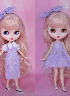 ICY DBS小布娃娃衣服紫色吊带洋装旗袍AZ丽佳 ob24娃衣