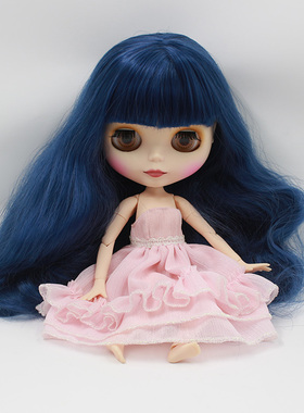 ICY DBS小布娃娃19关节体深蓝色刘海长发磨砂面壳可换19关节体