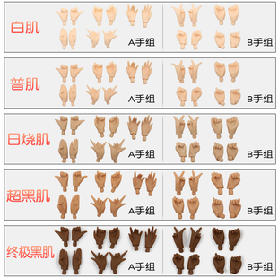 ICY DBS小布娃娃关节体手组白肌普肌日烧肌超黑肌极黑肌替换手势