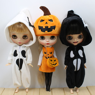 黑白幽灵装 丽佳ob24娃衣 DBS小布娃娃衣服万圣节南瓜装 ICY